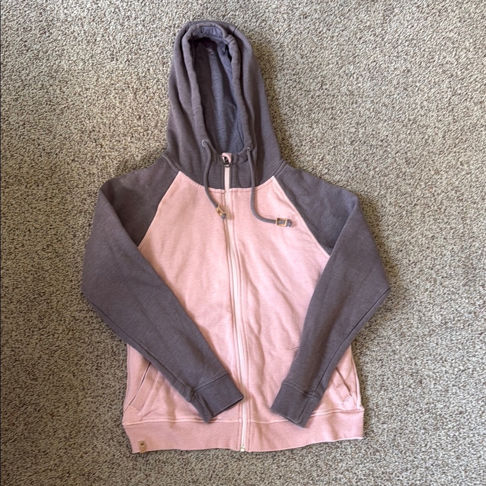 Tentree Pink and Gray Zip up Hoodie